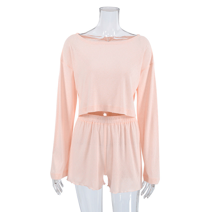 Love Jacquard Solid Color Sleepwear Sets