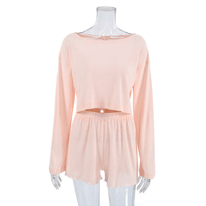 Love Jacquard Solid Color Sleepwear Sets