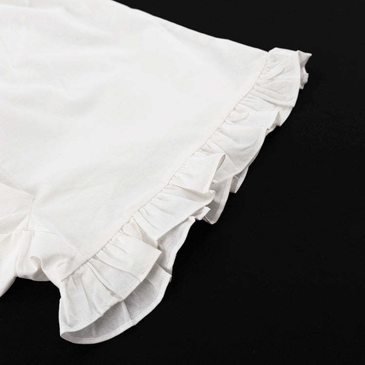 Solid Color Flounce Top Short Set