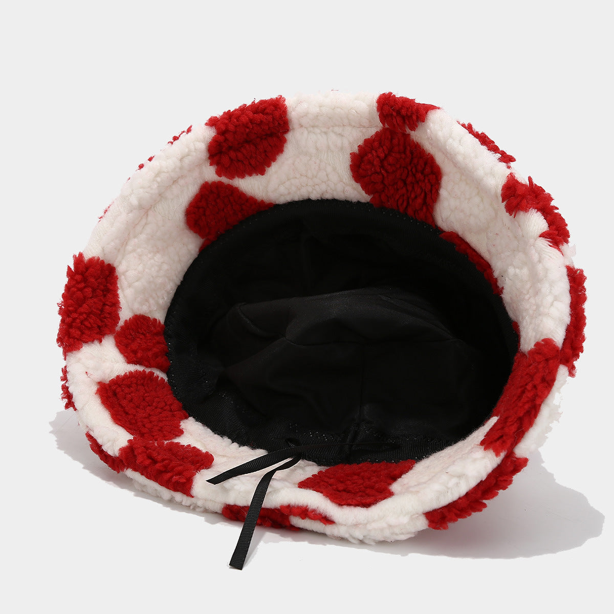 Casual Heart Pattern Soft Fuzzy Winter Bucket Hat