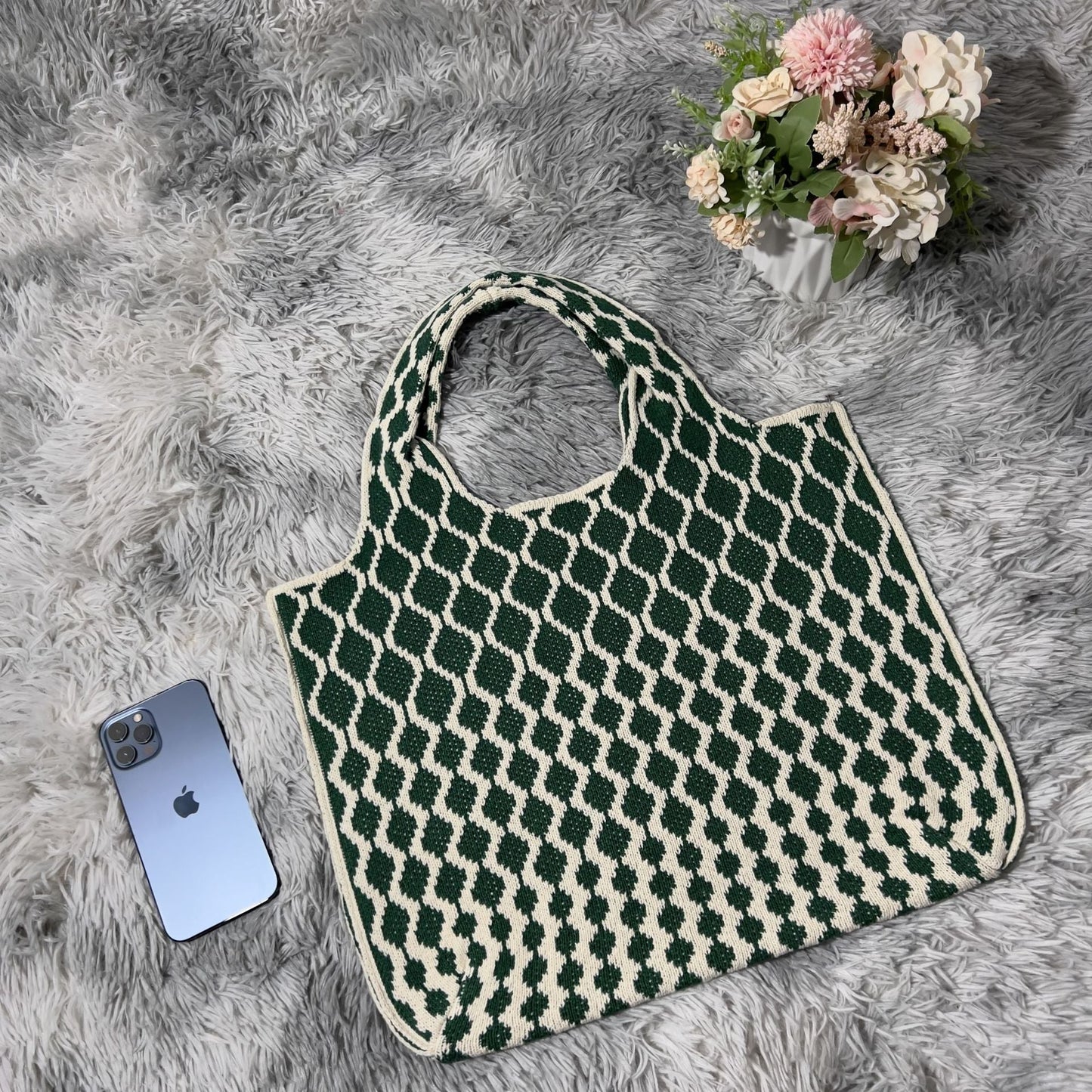 20+ Vintage Diamond Shoulder Bag Cintage Knit Tote Bag