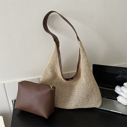 Casual Hollow Out Woven Shoulder Bag