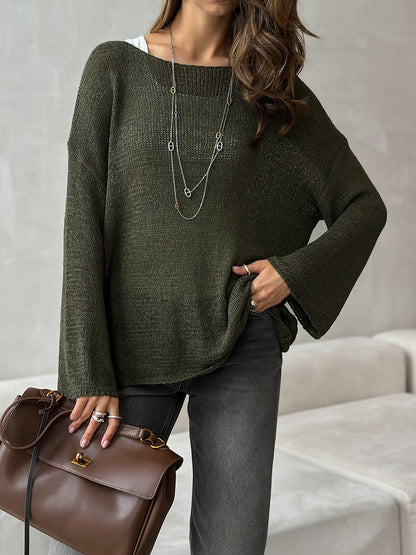 Minimalist Solid Color Knitted Hollow Out Top