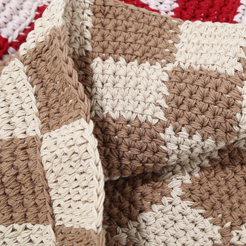 Crochet Knit Plaid Classic Bucket Hat