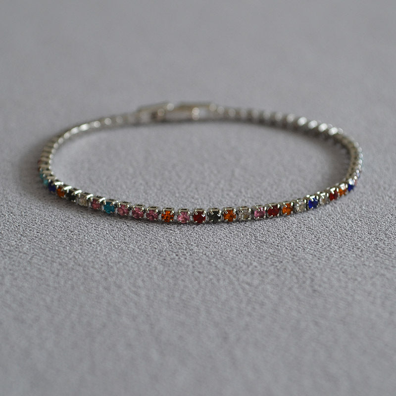 Colorful Cubic Zircon Strand Link Bracelet