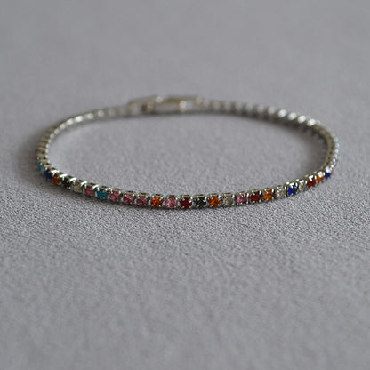 Colorful Cubic Zircon Strand Link Bracelet