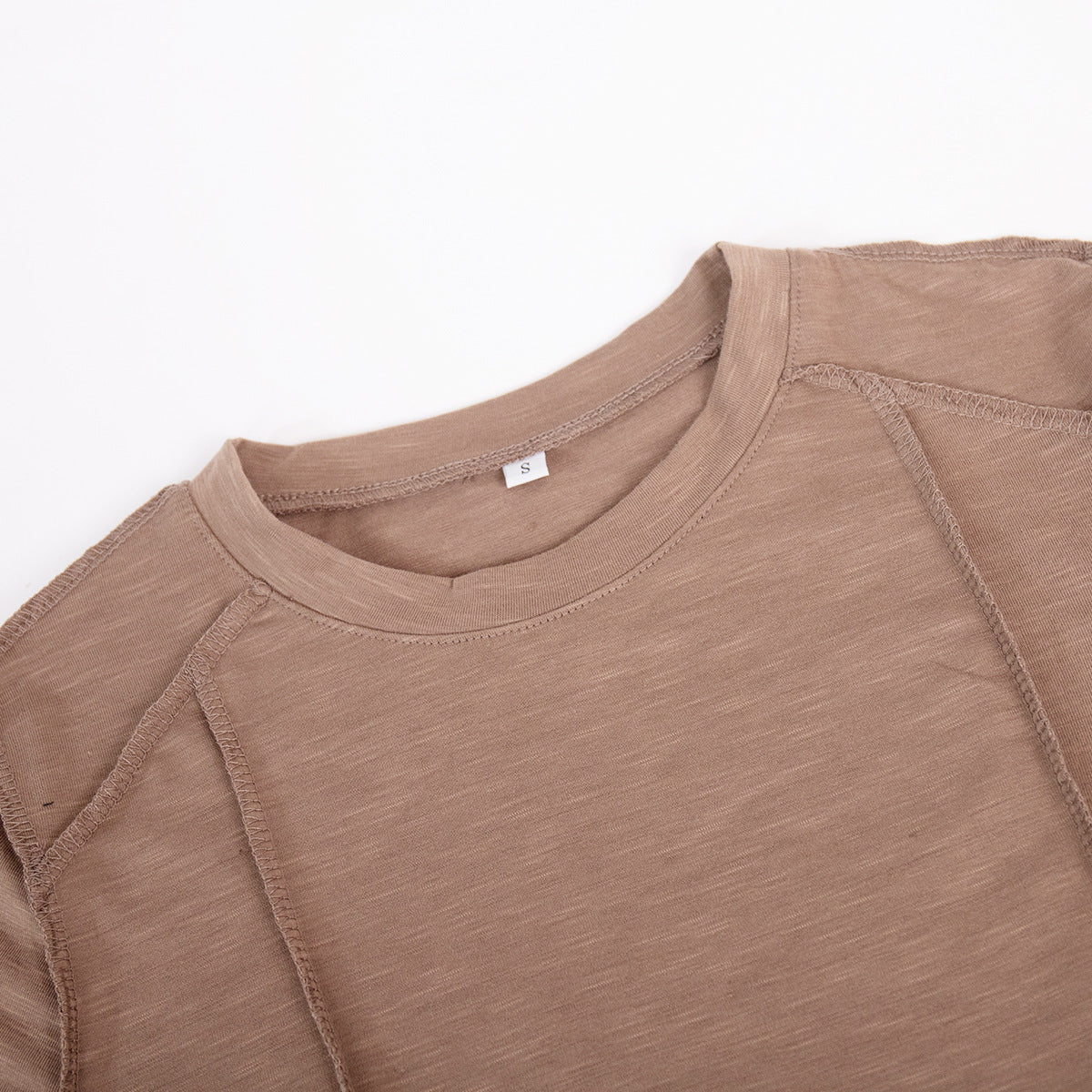 Elegant Splice Round Neck Long Sleeve Top