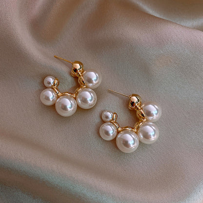 Pearl Elegant C-Shape Stud Earrings