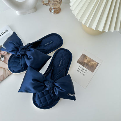Elegant Bow Knot Embroidered Home Slippers