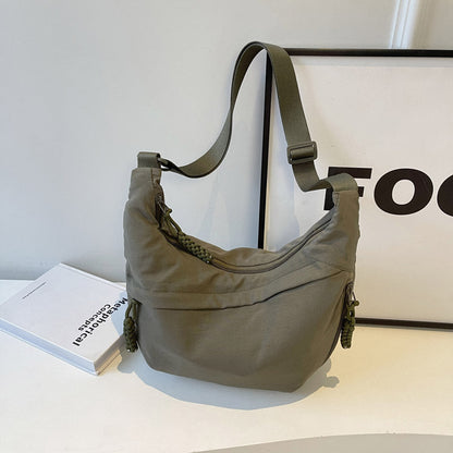 Solid Color Nylon Large Capacity Shoulder Bag