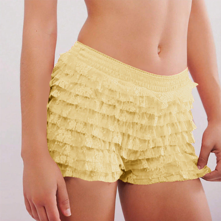Ruffle Solid Color Low Waist Shorts