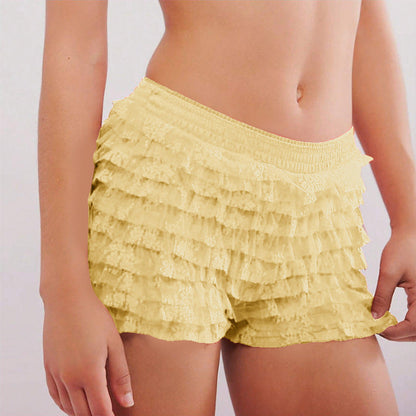 Ruffle Solid Color Low Waist Shorts