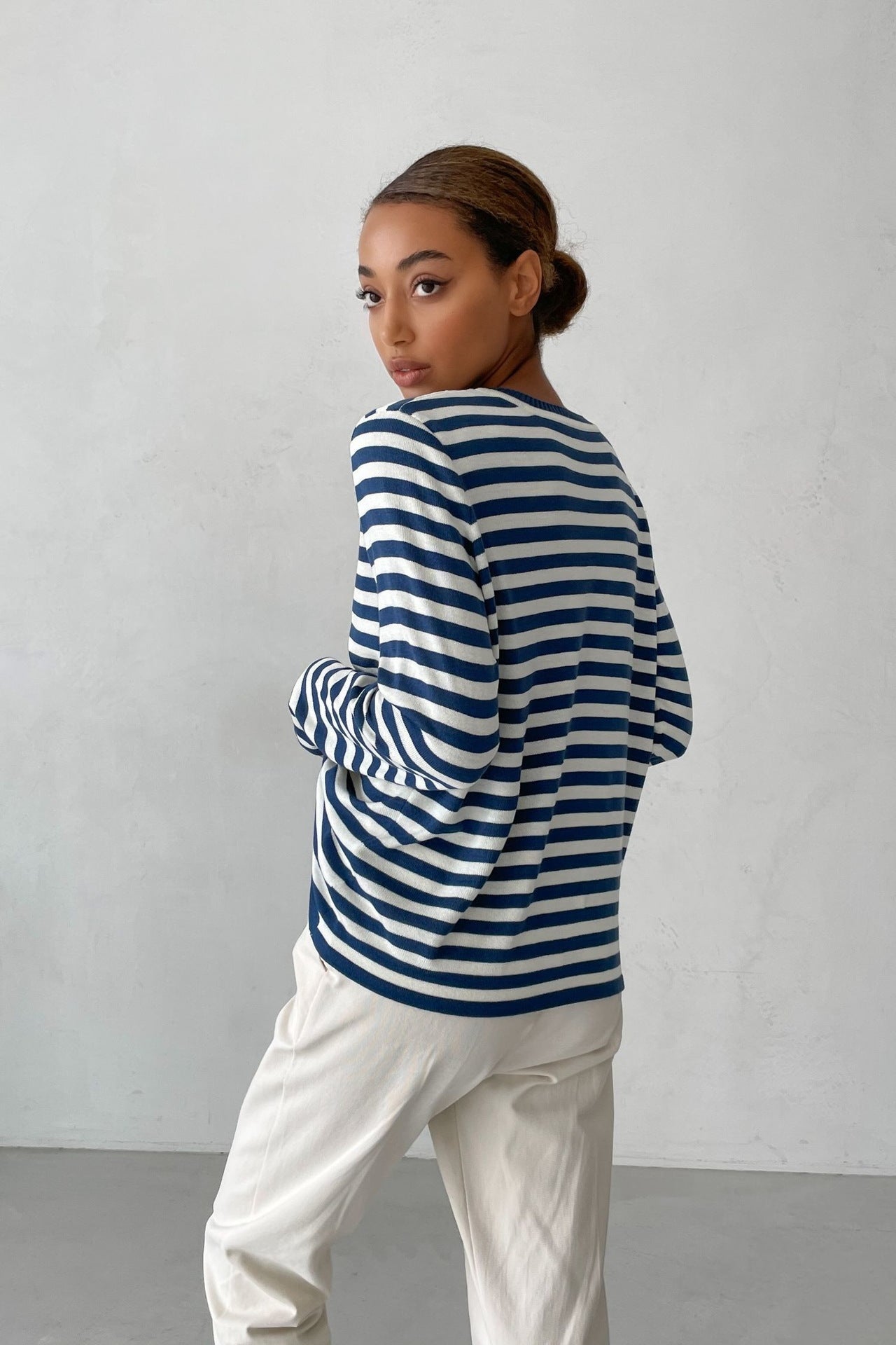 Round Collar Stripe Vintage Sweater