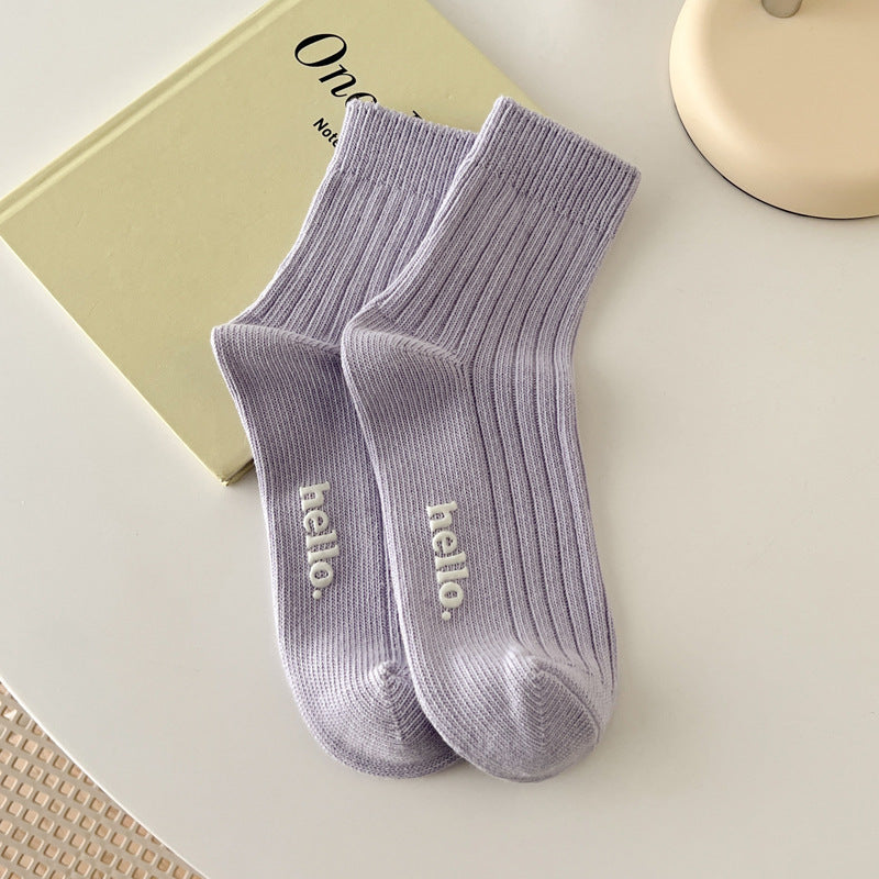 Candy Color Simple Letter Soft Socks