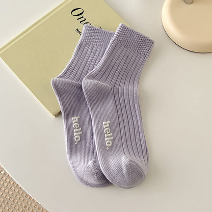 Candy Color Simple Letter Soft Socks