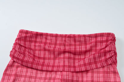 Color Block Pleated Sleeveless Vest Shorts Set