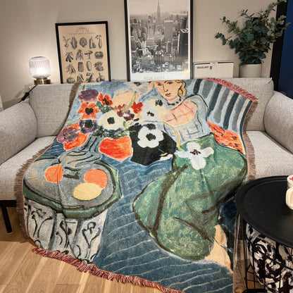 Cozy Artistic Print Tapestry Sofa Throw Blanket