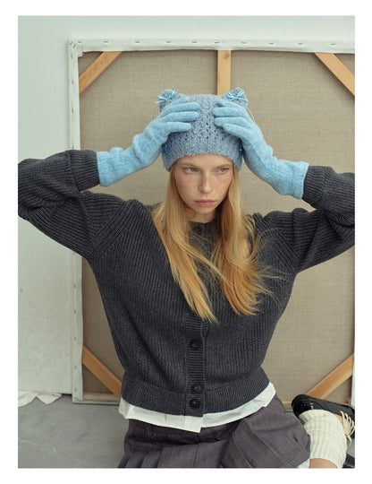 Solid Color Cute Plushed Knit Gloves