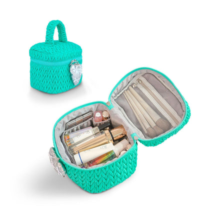 Cute Color Block Padded Large Cpacity Make Up Bag