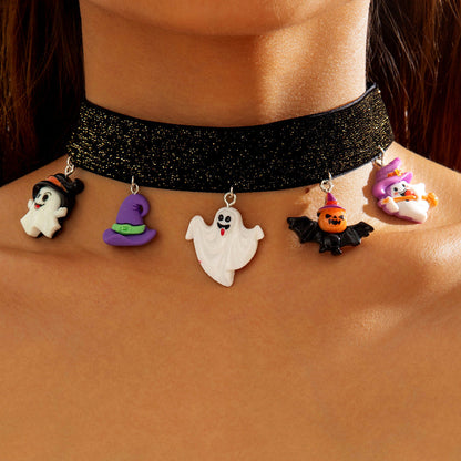 Chain Patchwork Dripping Ghost Halloween Choker