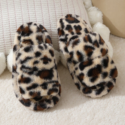 Fluffy Fuzzy Leopard Print Two Band Slipper