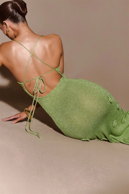 Elegant Knit Floral Sparkle Cami Dress