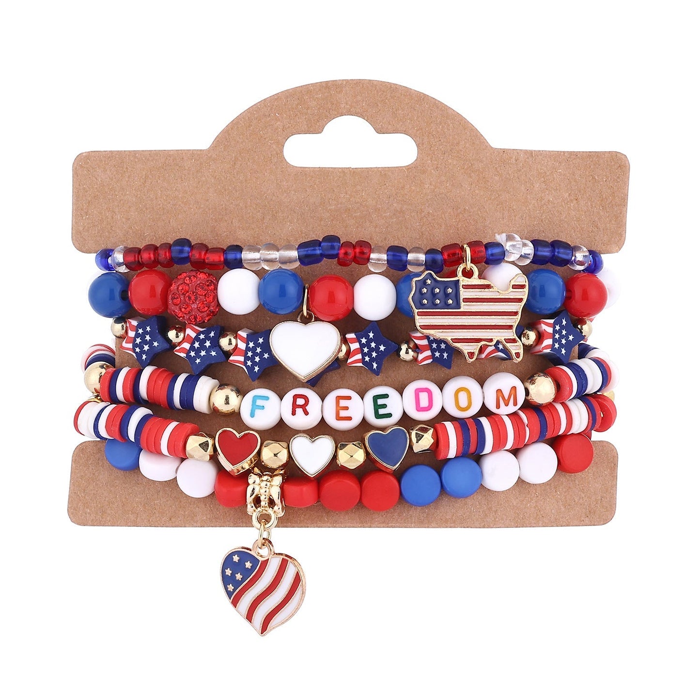 American Flag Multi-Layered Beaded Bracelet