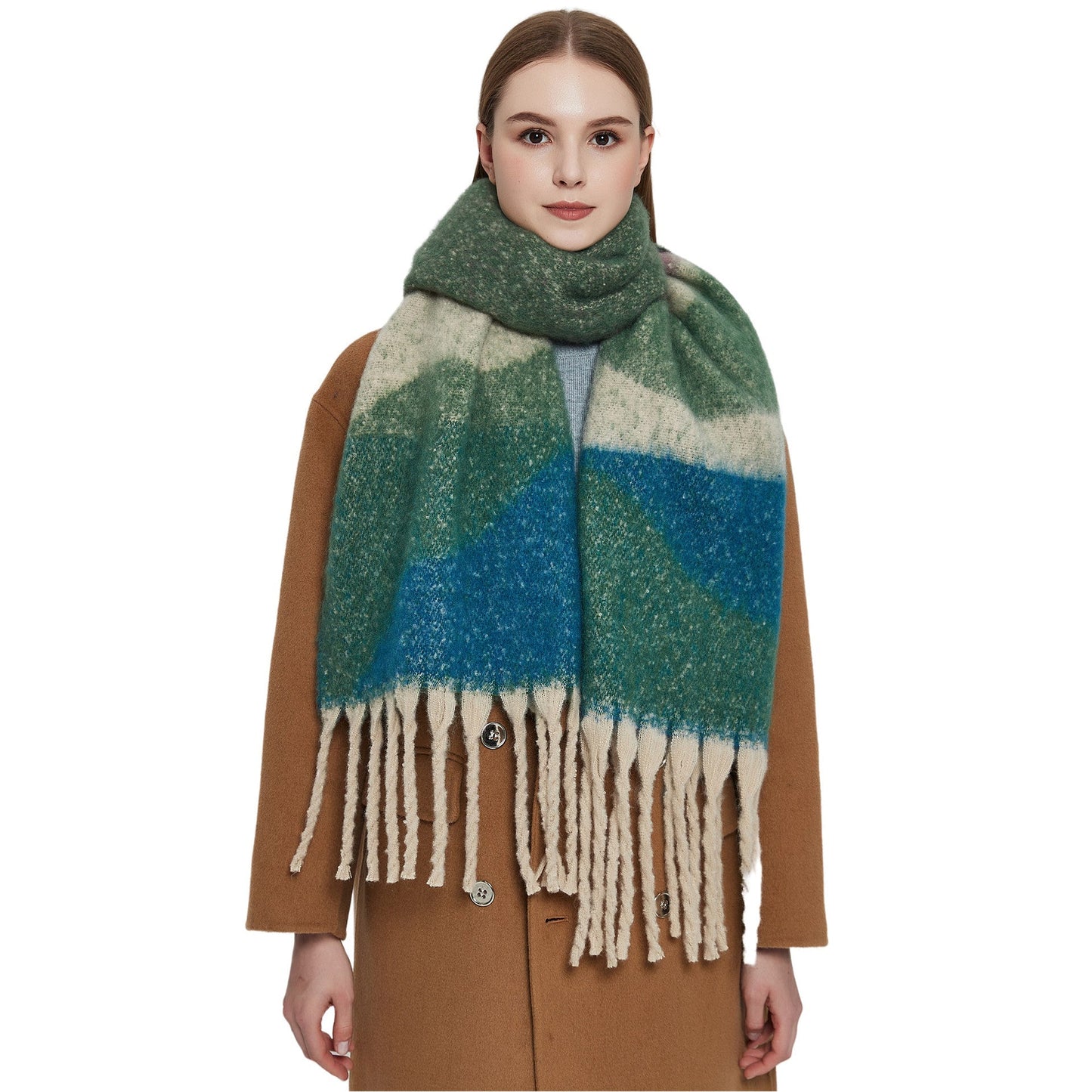 Comtrast Color Tassel Mohair Scarves