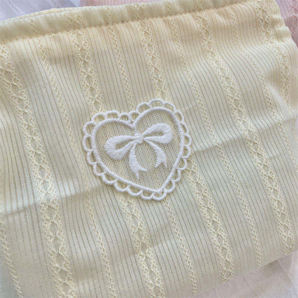 Simple Solid Color Bow Makeup Bag