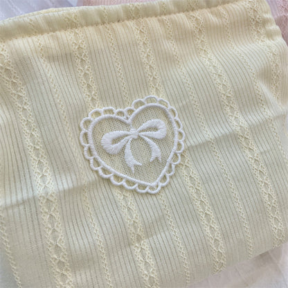 Simple Solid Color Bow Makeup Bag