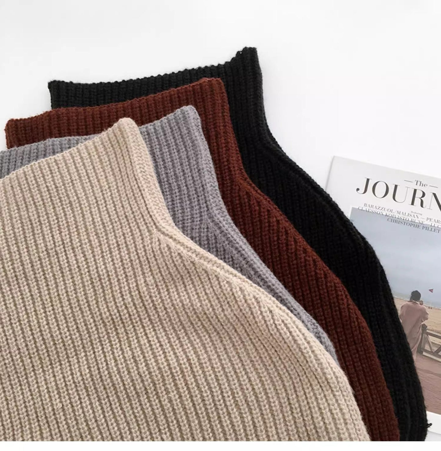 Solid Color Pullover High Neck Knitted Scarf