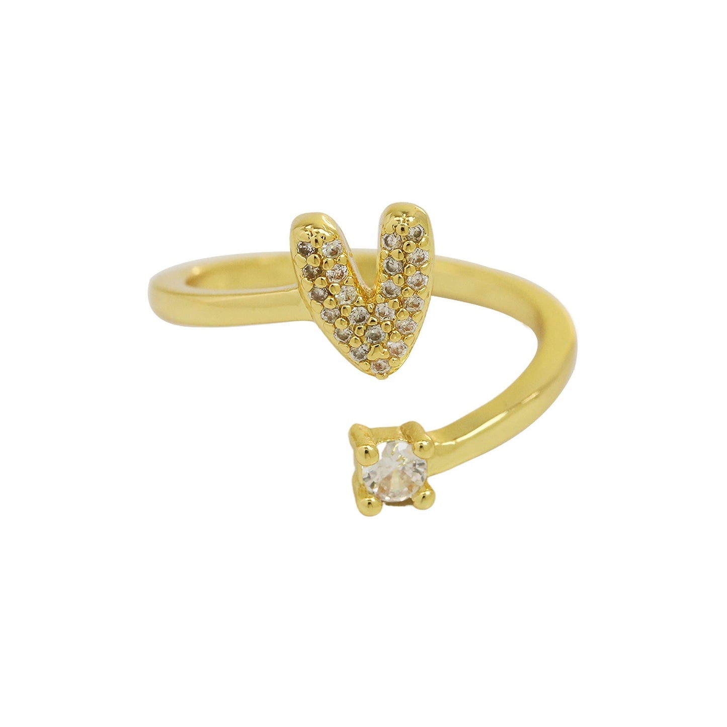 Letters A–Z Sparkling Zircon Adjustable Ring