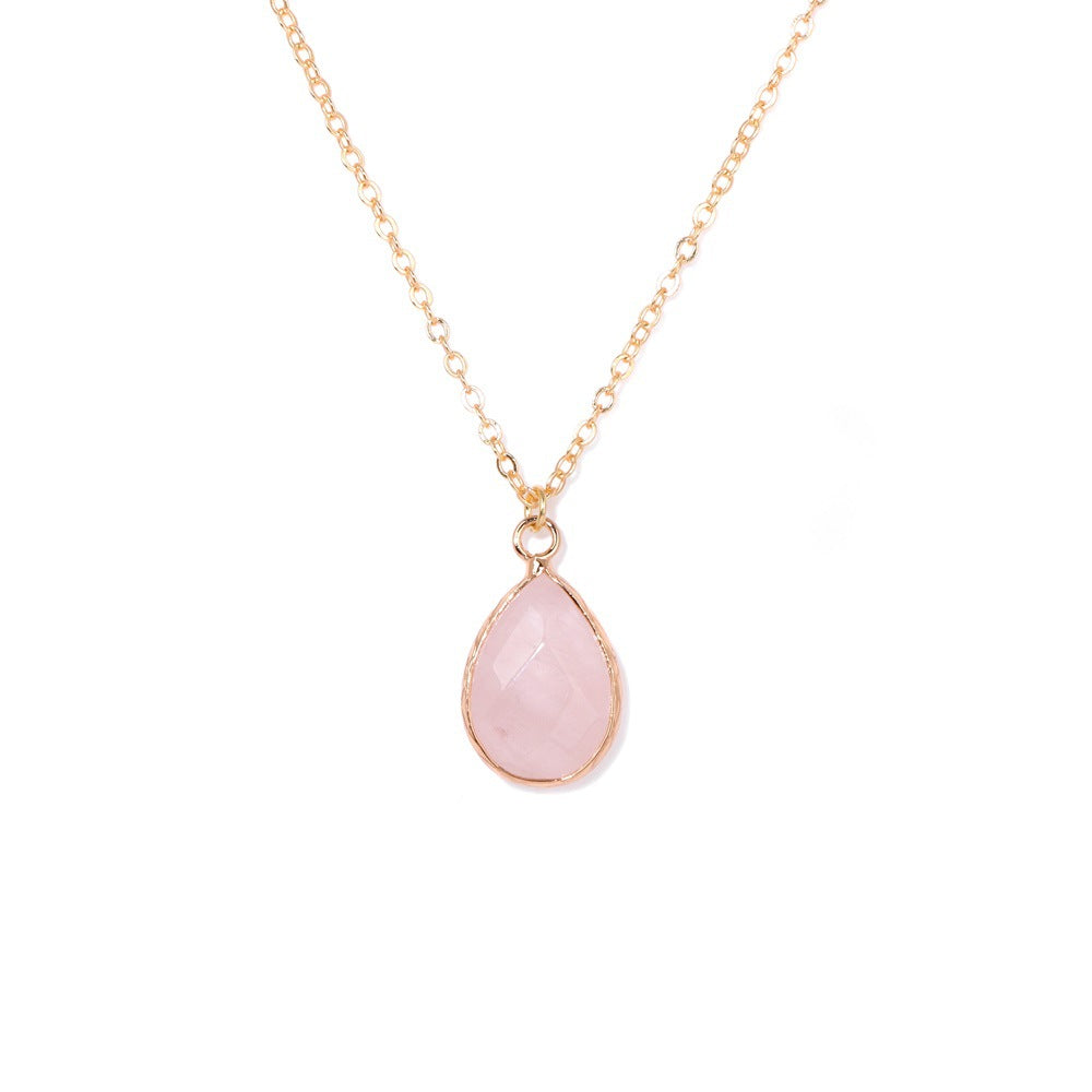 Irregiular Pink Crystal Pendant Simple Neckalces