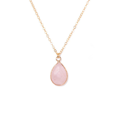 Irregiular Pink Crystal Pendant Simple Neckalces