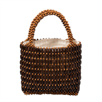 Wooden Bead Woven Handbags
