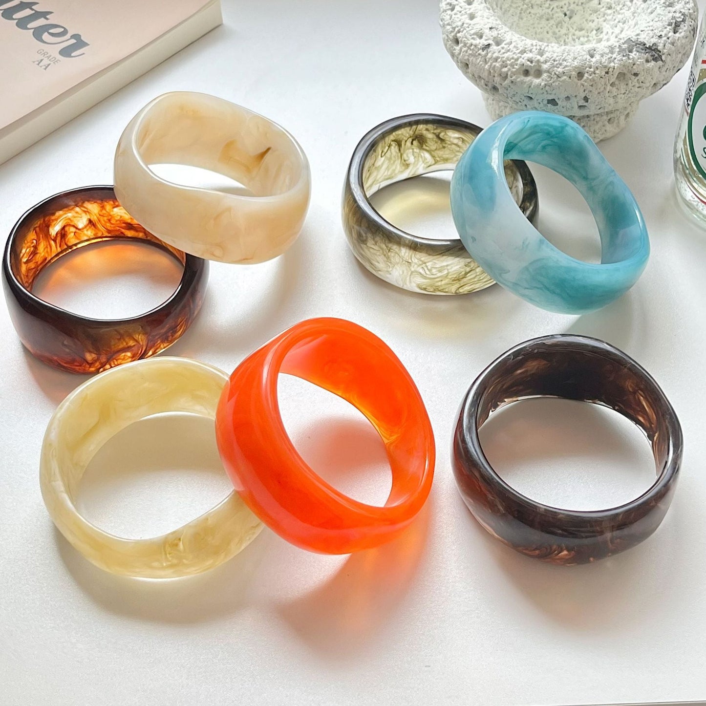 Minimalist Irregular Resin Wide Cuff Bracelet