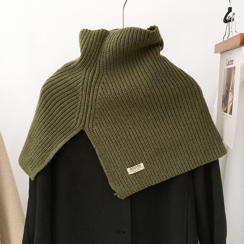 Solid Color Pullover High Neck Knitted Scarf
