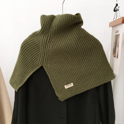 Solid Color Pullover High Neck Knitted Scarf