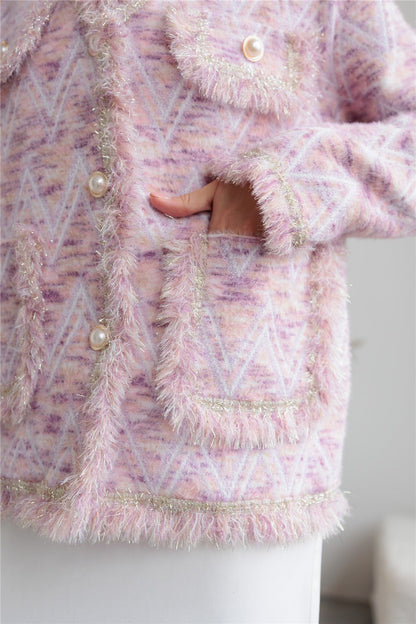 Elegant V-Neck Striped Long Sleeve Cardigan