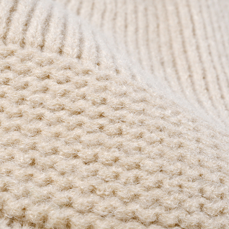 Minimalist Textured Cuffed Contrast Trim Knit Beanie