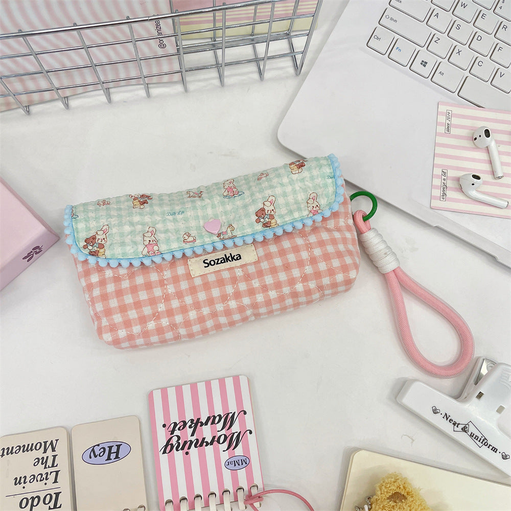 Cartoon Print Splice Portable Makeup Pencil Pouch