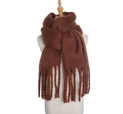 Solid Color Simple Tassel Scarves