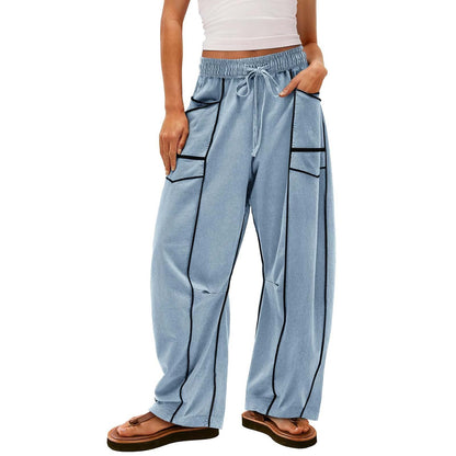 Simple Drawstring Mid-Waist Causal Pants
