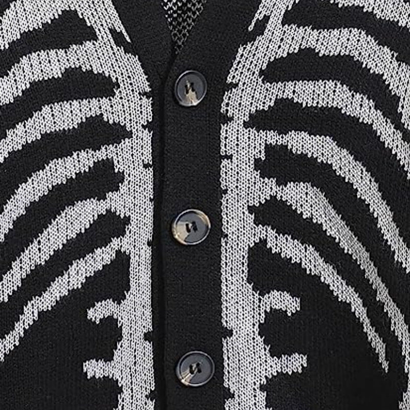 Halloween Skull Jacquard Knit Cardigan