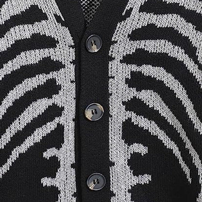 Halloween Skull Jacquard Knit Cardigan