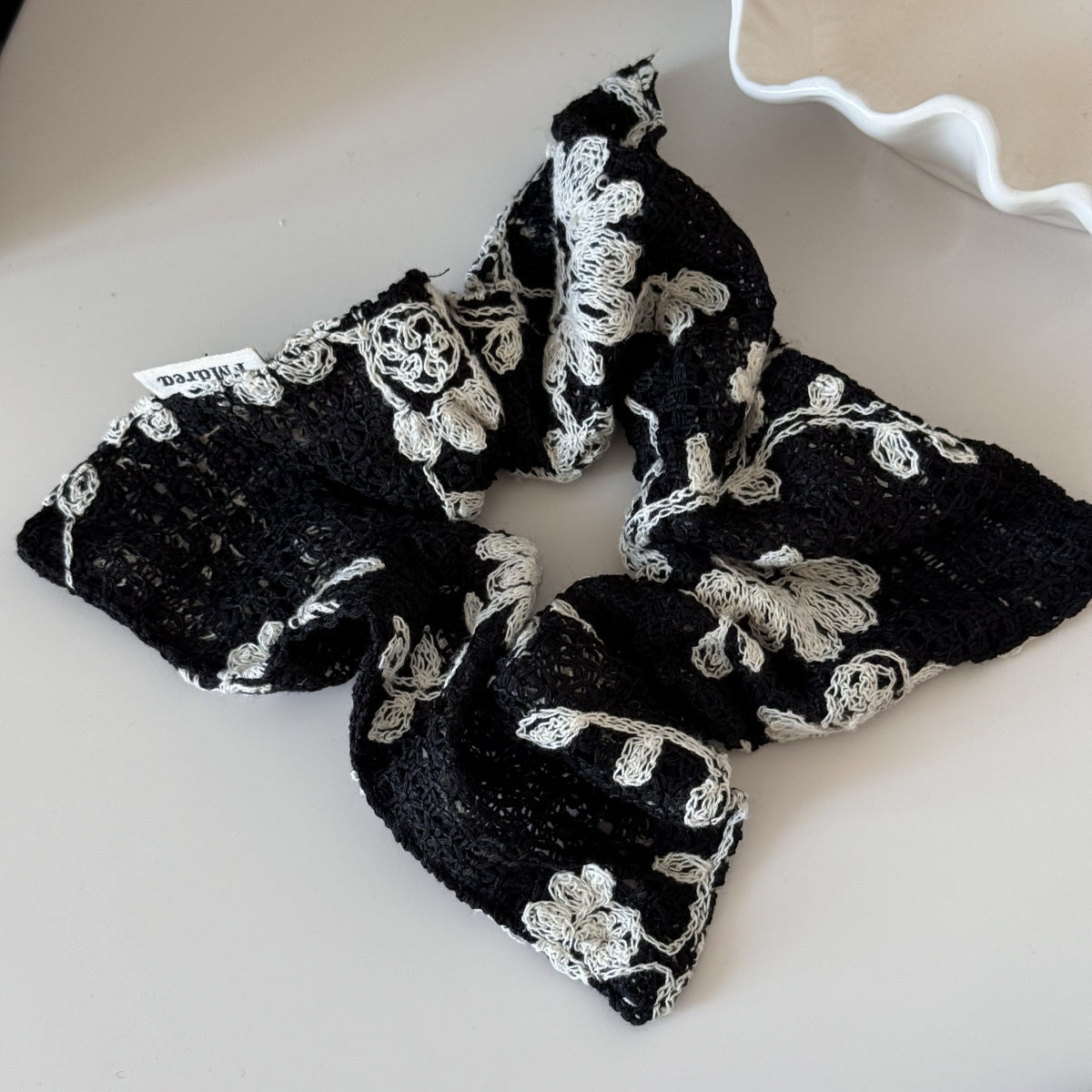 Vintage Flower Jacquard Knit Hair Tie