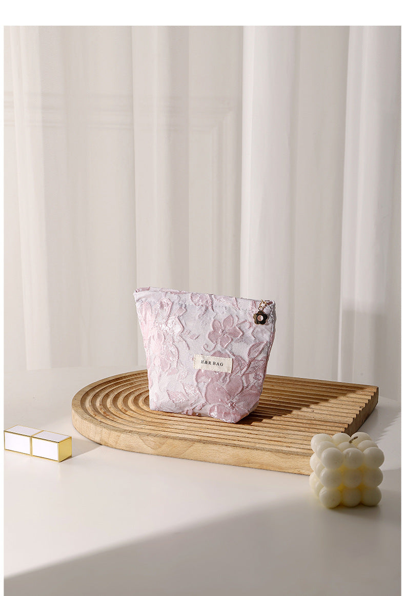 Purple Floral Jacquard Cosmetic Bag