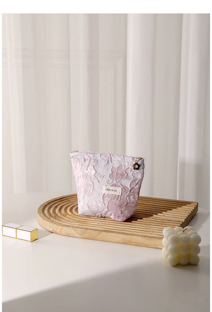 Purple Floral Jacquard Cosmetic Bag
