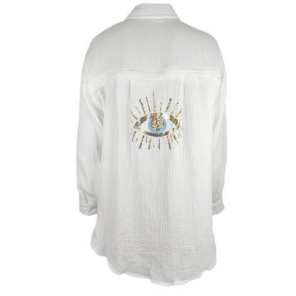 Casual V-Neck Sequins Long Sleeve Top