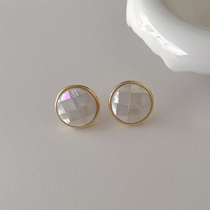 Elegant Geometric Natural Shell Stud Earrings